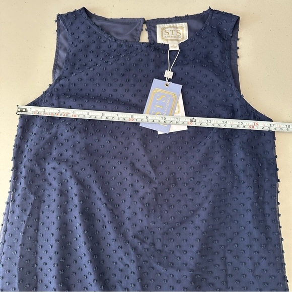 NWT Sail To Sable Swiss Dot Dress in Navy Silk Tassels - Picture 4 of 8